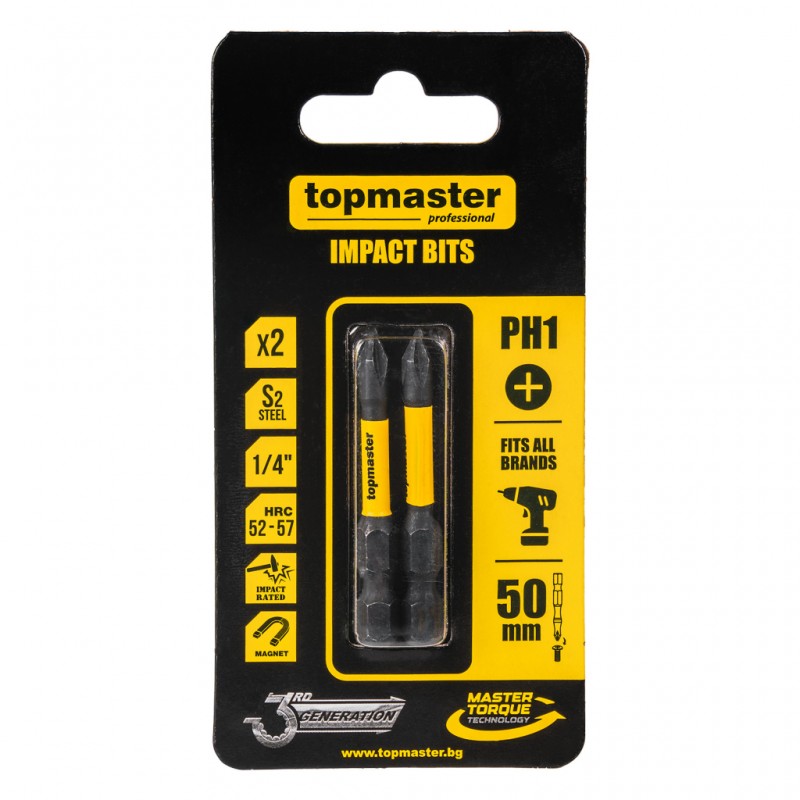 TOP MASTER ΜΥΤΕΣ ΚΑΤΣΑΒΙΔΙΟΥ IMPACT ΣΤΑΥΡΟΣ με Μέγεθος PH1 50mm 2τεμ. 338730