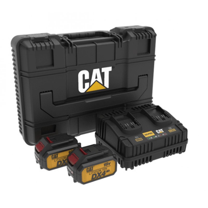 CAT SET 2 ΜΠΑΤΑΡΙΕΣ ΛΙΘΙΟΥ 18V 4Ah με Διπλό Φορτιστή & βαλίτσα DXK900