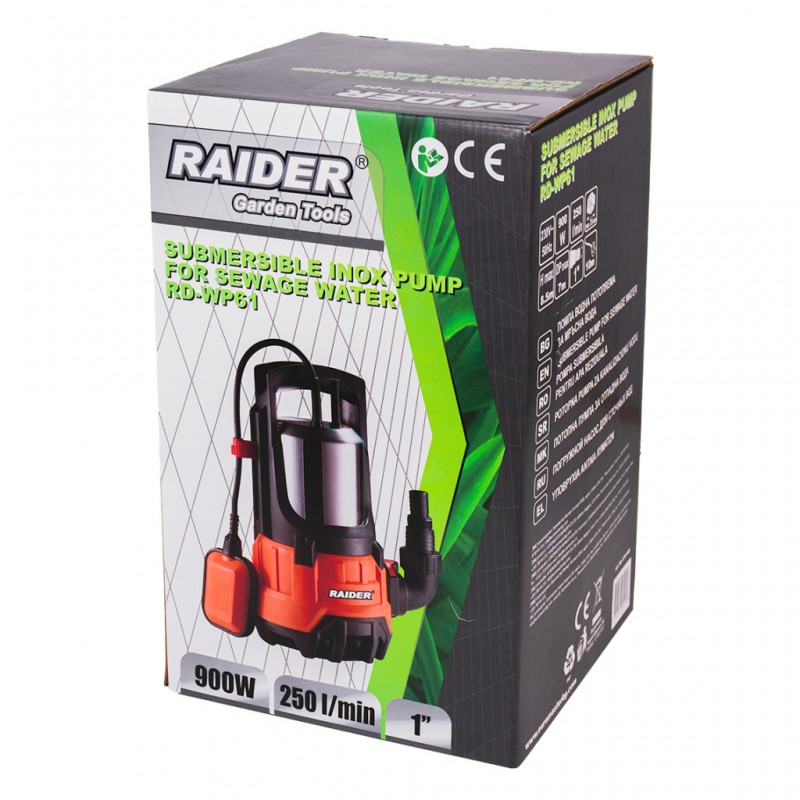 RAIDER ΑΝΤΛΙΑ ΥΠΟΒΡΥΧΙΑ ΑΚΑΘΑΡΤΩΝ INOX RD-WP61 900W 1"max  250L/min 8,5m 070168