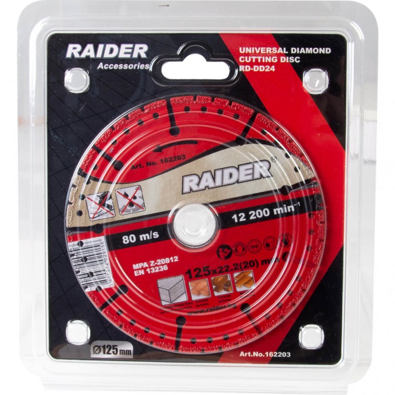 RAIDER ΔΙΣΚΟΣ ΔΙΑΜΑΝΤΕ ΠΟΛΛΑΠΛΩΝ ΥΛΙΚΩΝ 125x22.2mm RD-DD24 162203